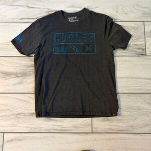 Hurley Men's Charcoal Tee with Blue Accents